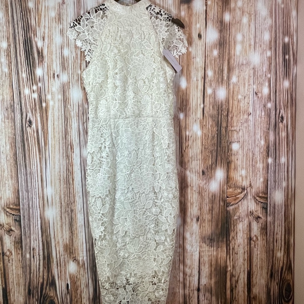 Paper Doll Ivory Lace Overlay Sheath Dress Sz  6